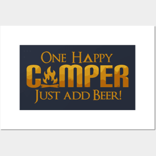 ONE Happy Camper Beer Lover Camping Drinking Posters and Art